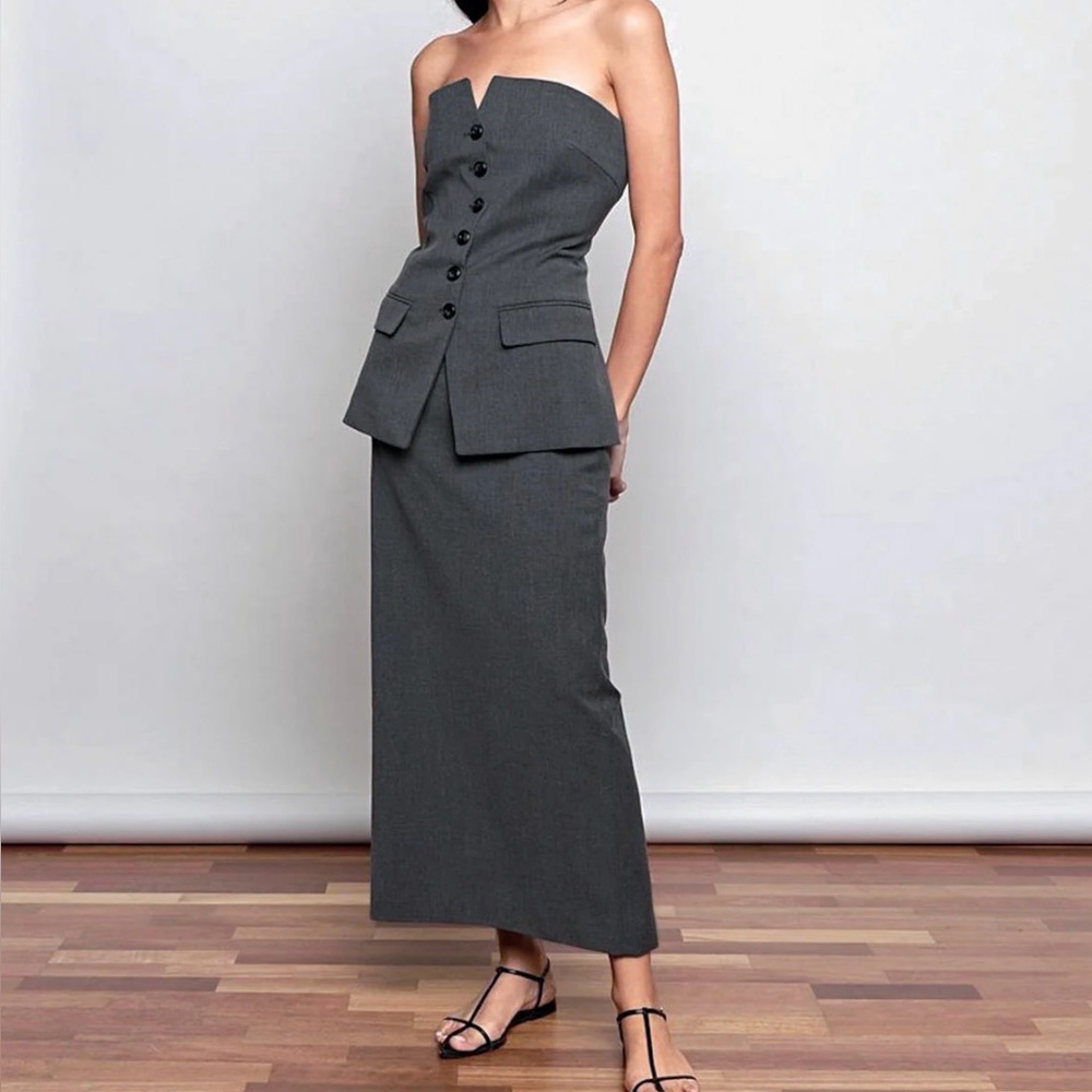 Pixie Market - Nia Maxi Skirt in Grey - Size M